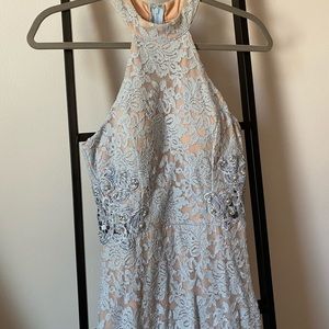 Halter top formal dress with slit